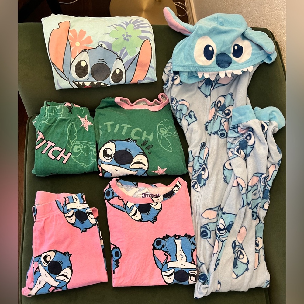 SOLD- Stitch Kids Pajama Set - Blue, Pink, Green